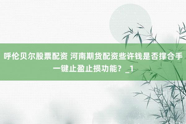 呼伦贝尔股票配资 河南期货配资些许钱是否撑合手一键止盈止损功能?_1