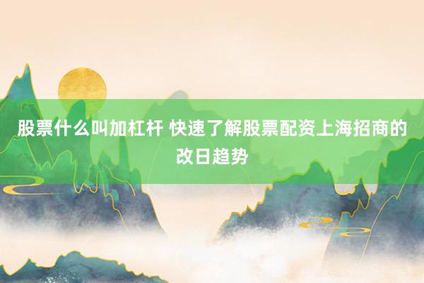 股票什么叫加杠杆 快速了解股票配资上海招商的改日趋势